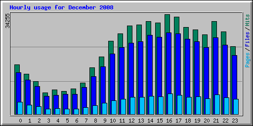 Hourly usage for December 2008